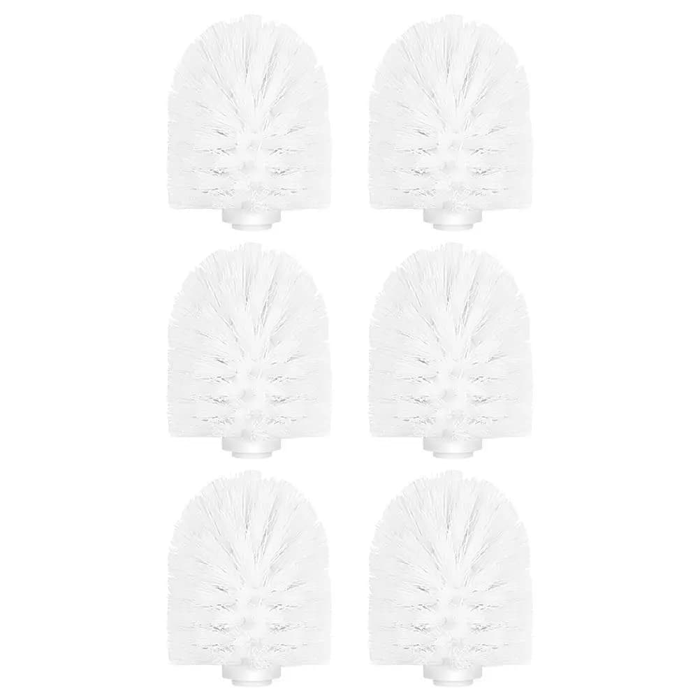 6Pcs Plastic Toilet Brush Replacement Heads Firm Dense Bristles for Household Bathroom Cleaning Supplies Brush Set