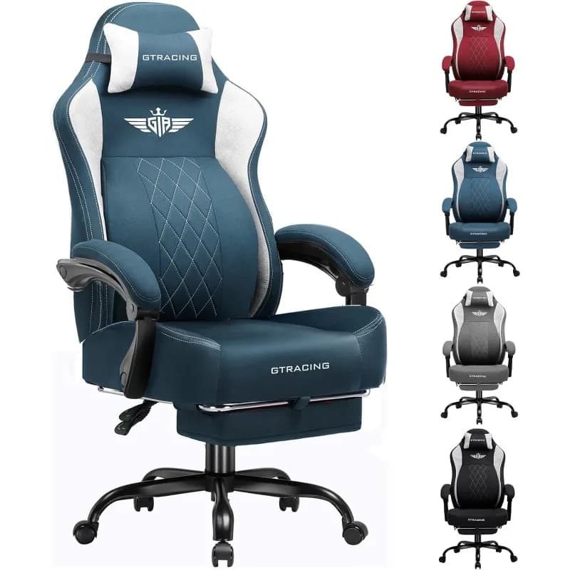 Sedia da gioco grande e alta Sedia da computer in tessuto traspirante con forte supporto lombare, comode sedie da ufficio con P