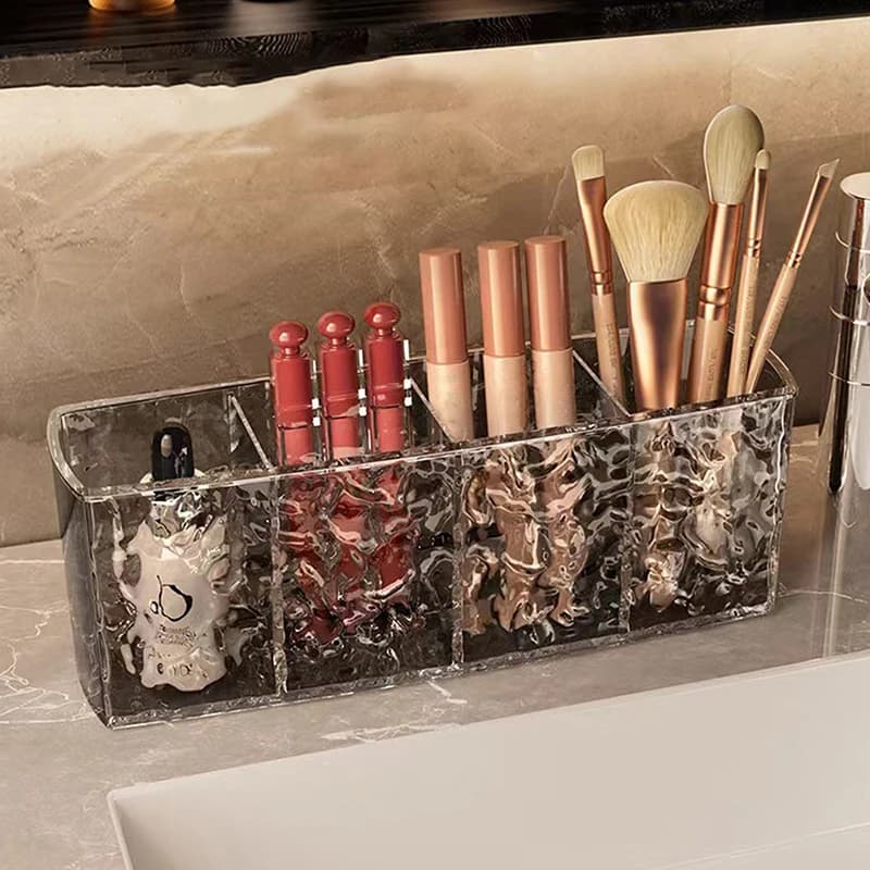 Scatola di immagazzinaggio cosmetica acrilica dell'ondulazione dell'acqua supporto per pennelli per trucco organizzatore rossetto matita per sopracciglia espositore per bagno