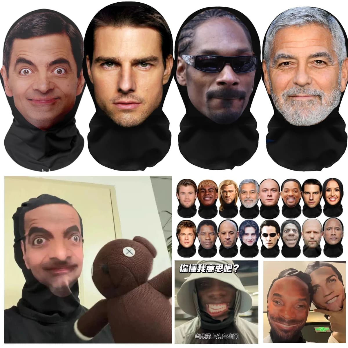 Maschera Cosplay Kanye Stampata in 3D, Maschera Integrale in Rete Elasticizzata, Copricapo per Uomo e Donna, Accessorio per Giochi di Ruolo, Balaclava alla Moda per Halloween