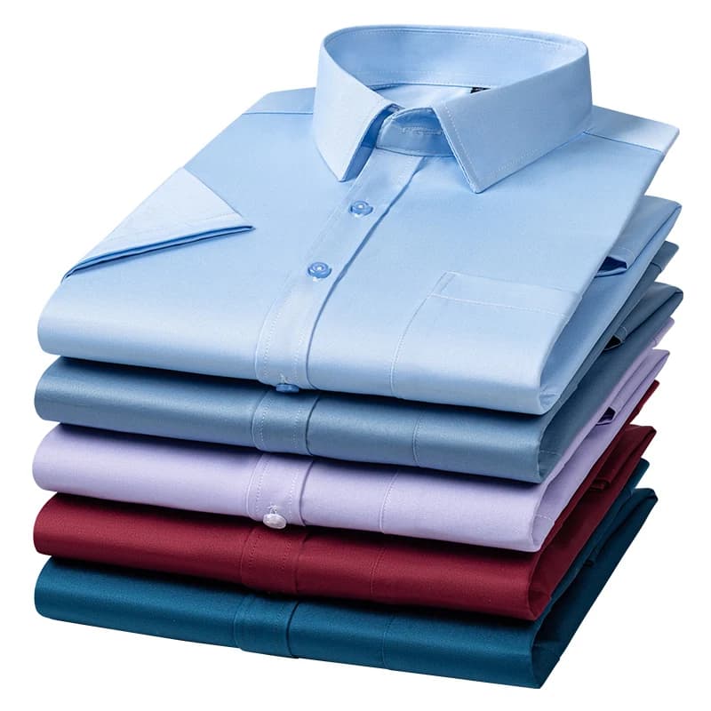 S-7XL camicie da uomo maniche corte camicie eleganti antirughe camicie Slim Fit Camisa camicetta da lavoro sociale tasca camicia bianca per uomo