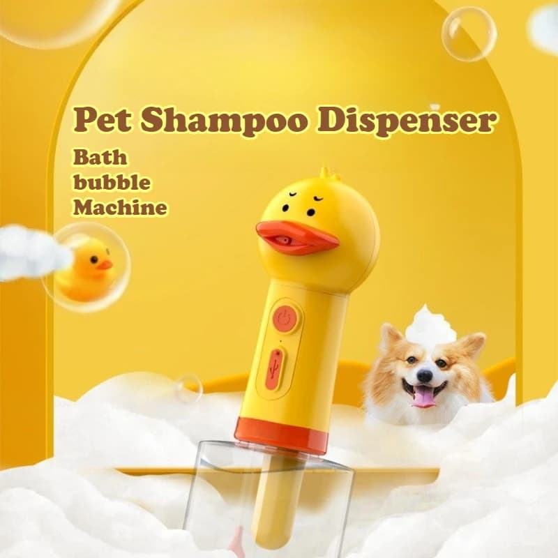 Macchina per dispenser di sapone per shampoo elettrico automatico per anatra gialla Tipo-c Ricarica per animali domestici Macchina per schiuma a bolle da bagno per cani e gatti