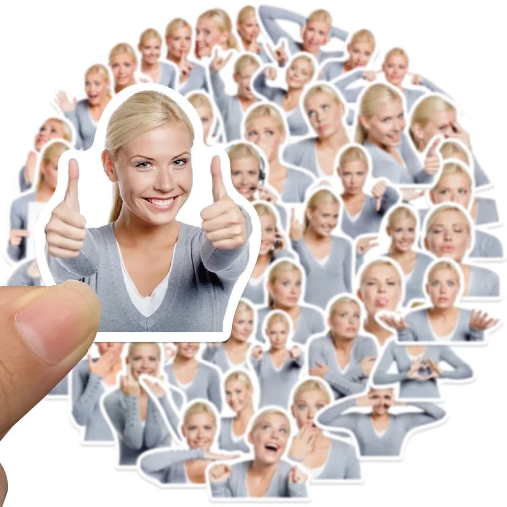 10/30/50pcs Capelli Biondi Donne Divertenti Meme Adesivi Graffiti PVC Impermeabile Decorazione FAI DA TE Telefono Notebook Bici Laptop Decalcomanie giocattoli