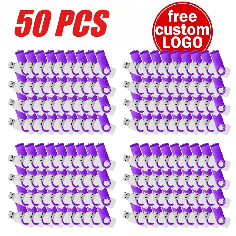 50 Pezzi Chiavetta USB 2.0 Personalizzabile con Logo Gratuito, 4GB 8GB 16GB 32GB, Pendrive Impermeabile 64GB 128GB, Memoria Reale, Chiavetta USB