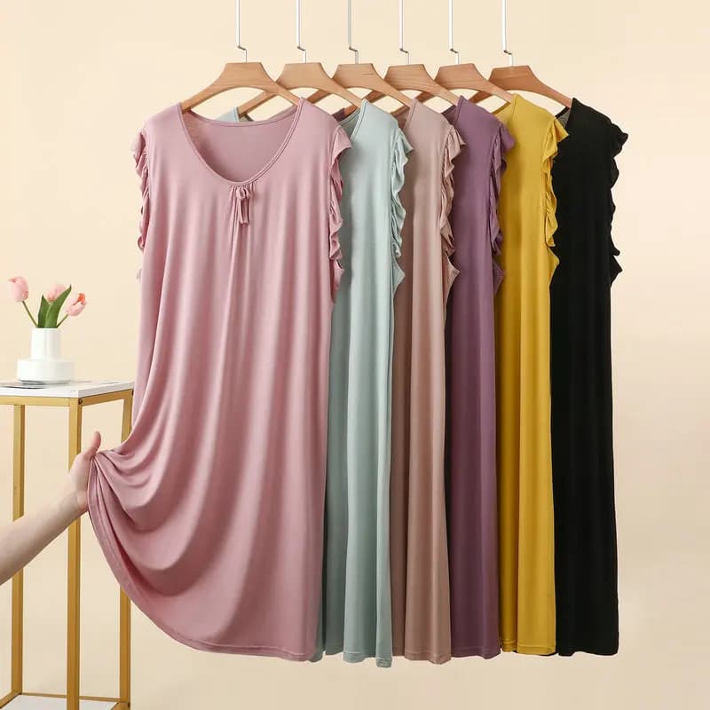 Thin Pajamas Dress Summer Sleeveless Nightgown Woman Night Clothes Women's Sleepwear Nightie Nightwear Loose Sleeping Clothes