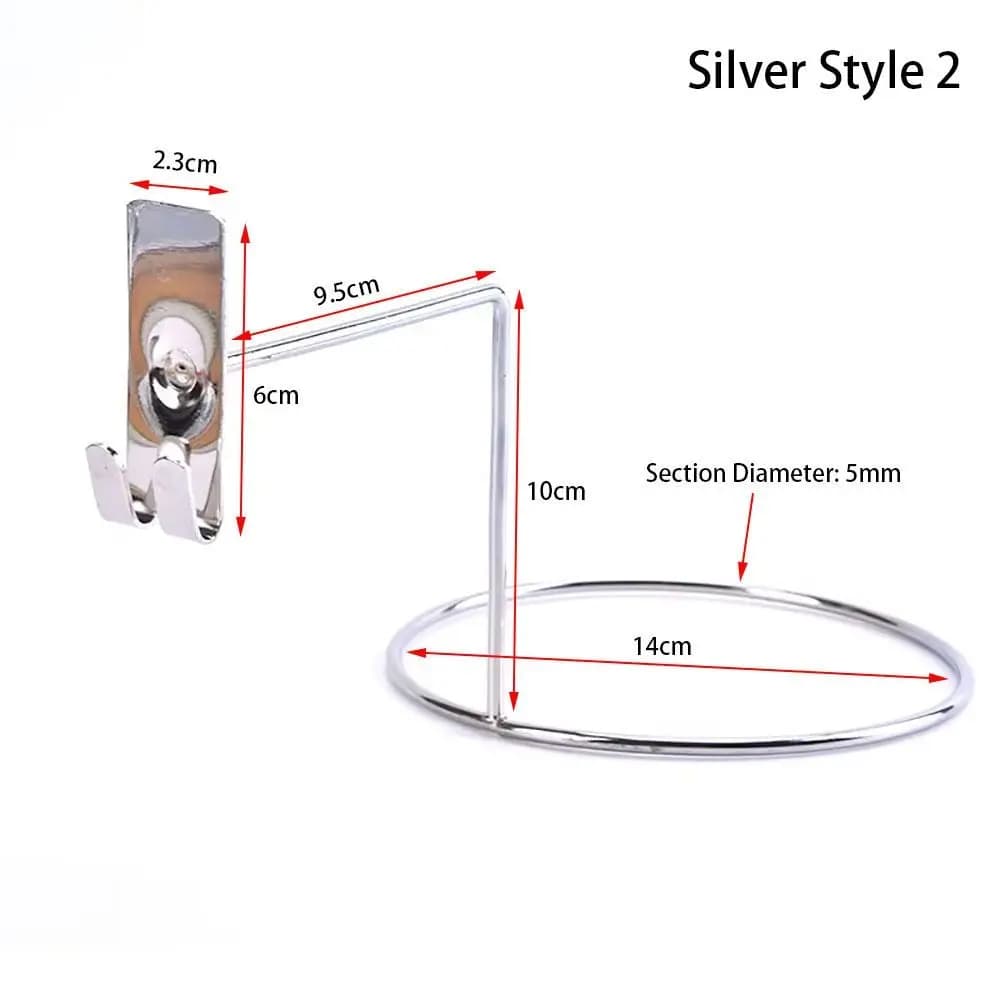 1 Pezzo Supporto da Parete Durevole per Cappelli, Organizzatore Espositivo in Metallo Nero/Argento, Gancio per Caschi