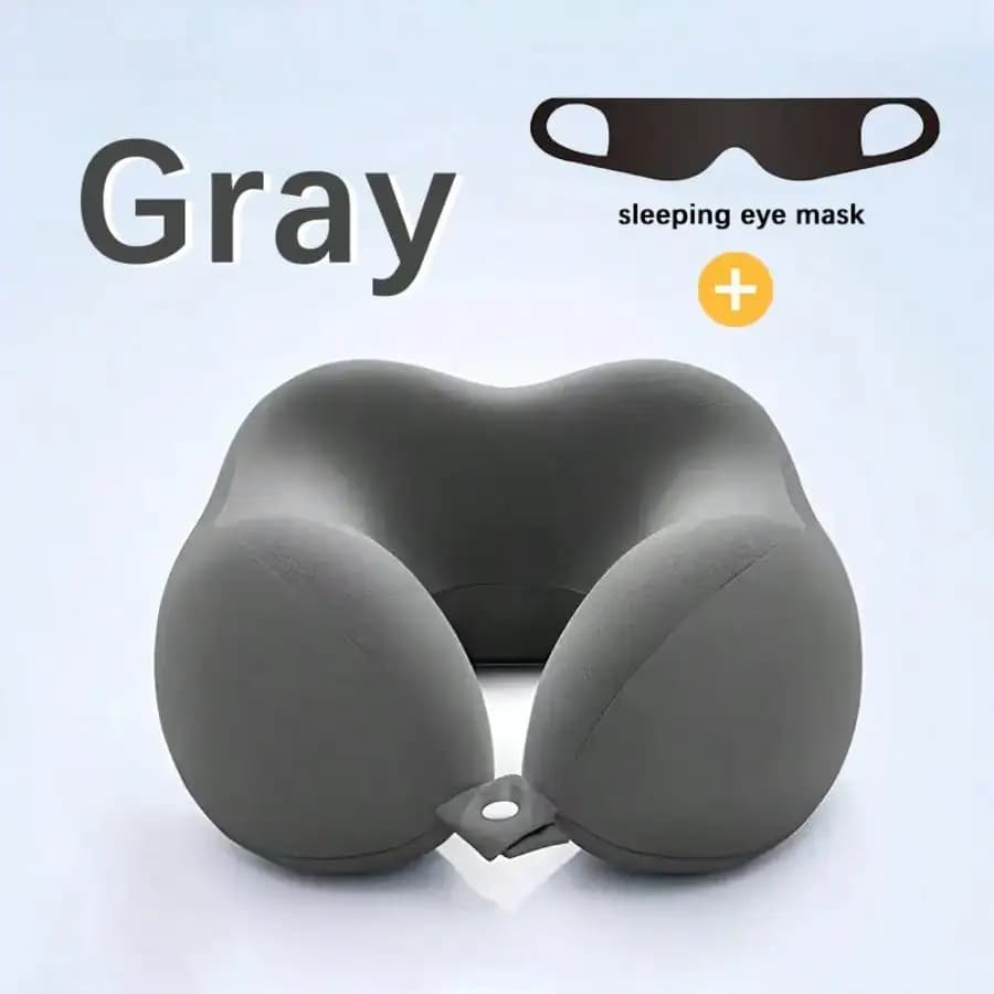 [Deep Sleep Travel Set] Memory Foam Neck Pillow + Blackout Eye Mask - Essential For Air Travel, Office & Car Nap Time!