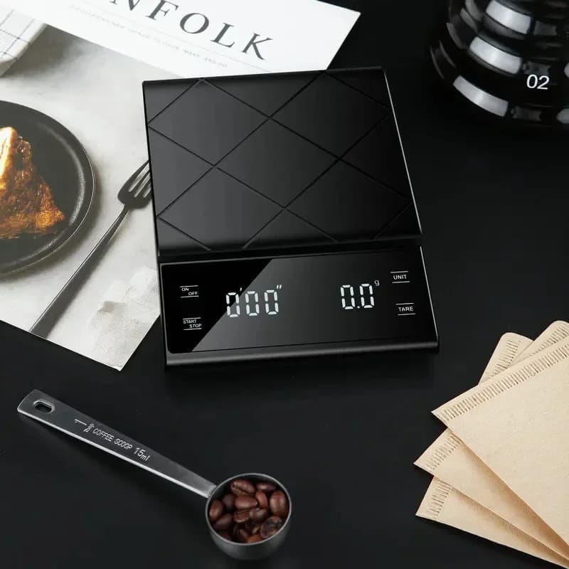 Bilancia per Caffè 3kg/0.1g con Timer, Bilancia Digitale da Cucina ad Alta Precisione, Impermeabile, per Alimenti e Caffè