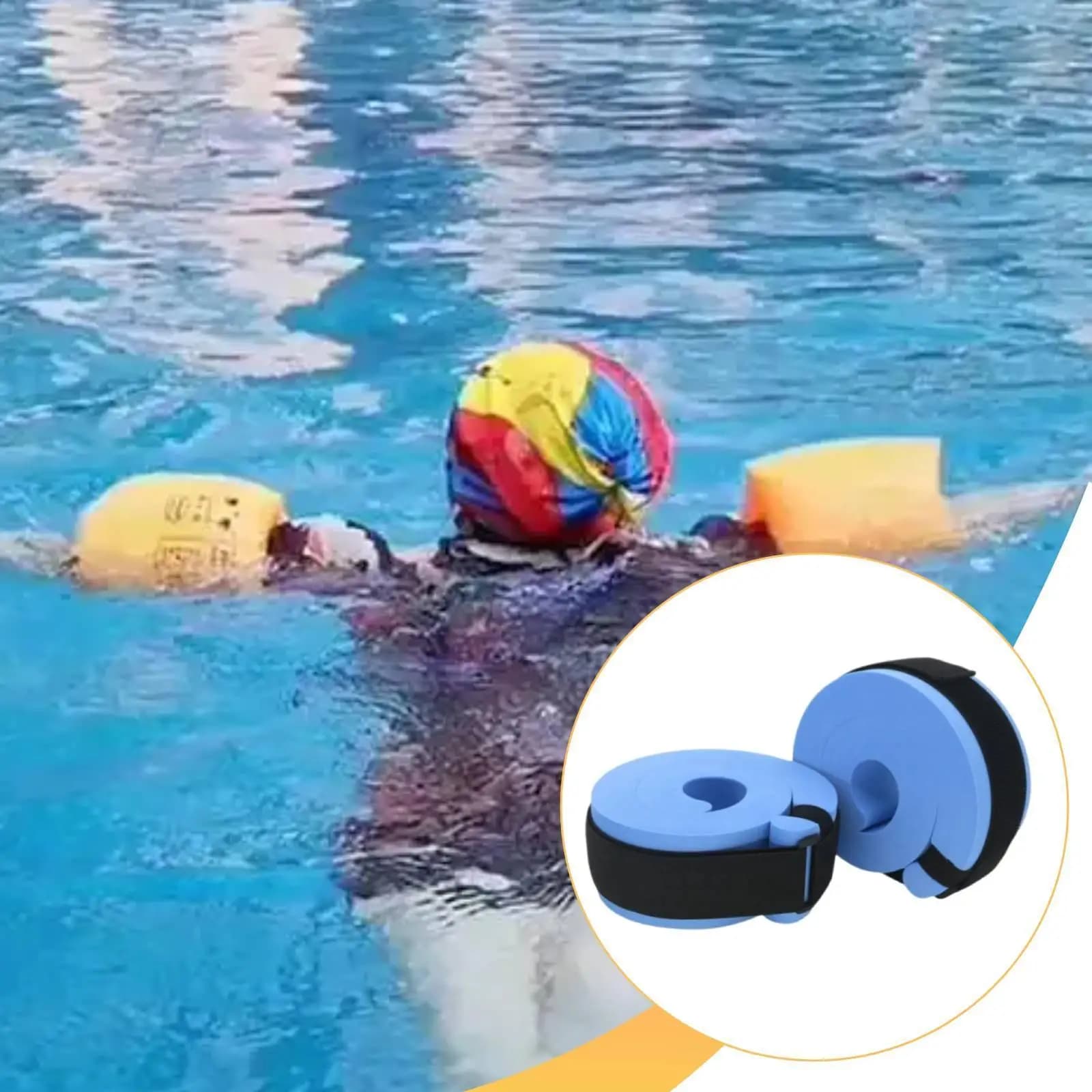 Swim Float Ring Arm Cuff EVA Waterproof Easy to Wear Enhanced Safety Adjustable Strap for Child Adult Swimming Pool