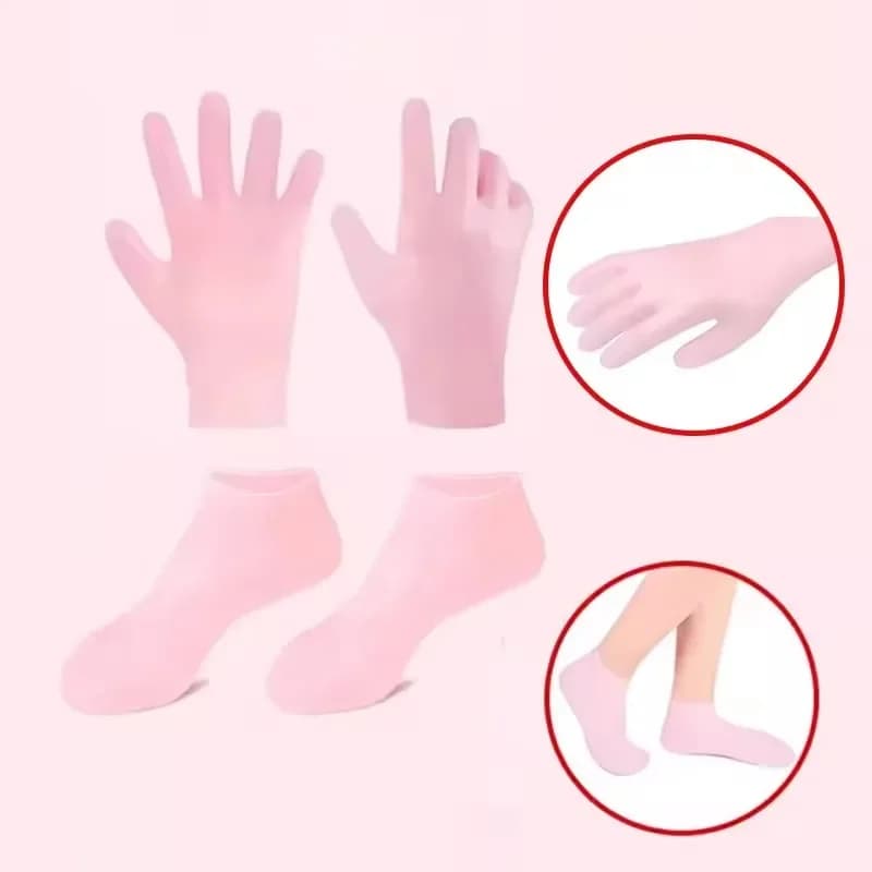 Set di guanti e copripiedi in silicone da 1 pezzo per idratare le mani e i piedi e ammorbidire la pelle
