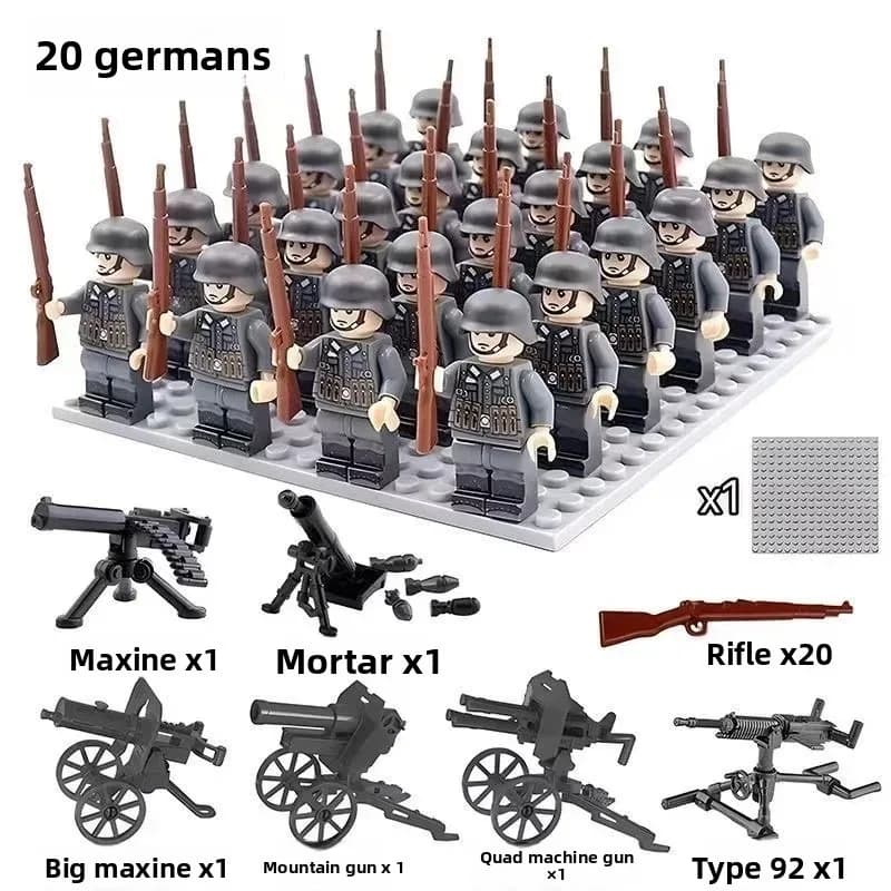 World War II doll set collection of military series weapons sandbags Figures Assemble Toys Creeper for Kids Educational Toys