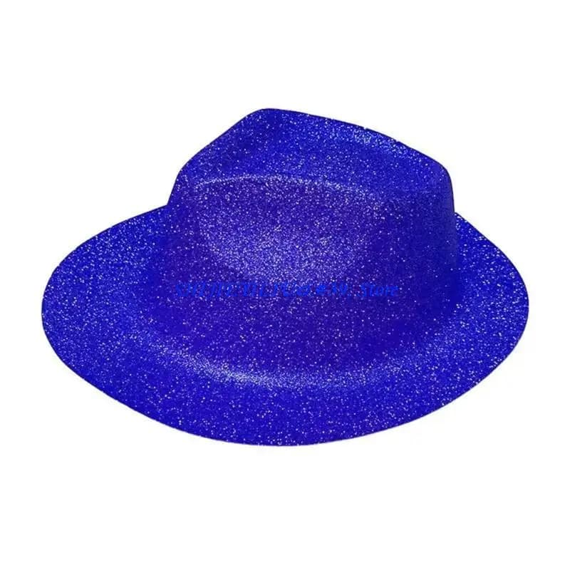 E21F Novelty Glittering Plastic Fedora Hat Unisex Adult Sparkling Cowboy Cap