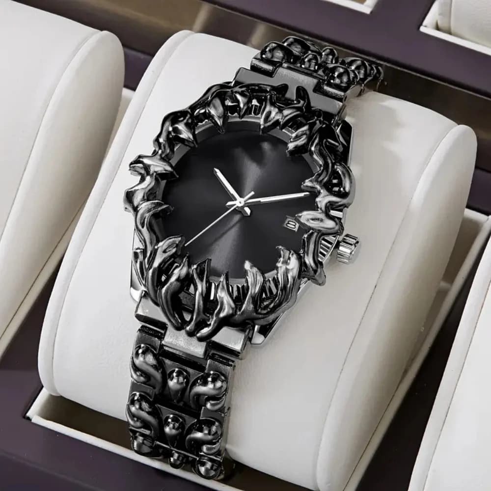 Classic Hip-Hop Stylish Cool Punk Unique Men's Watch, Fashionable Youth Trendy Waterproof Calendar Watch, Trendy Gift Watch for Men