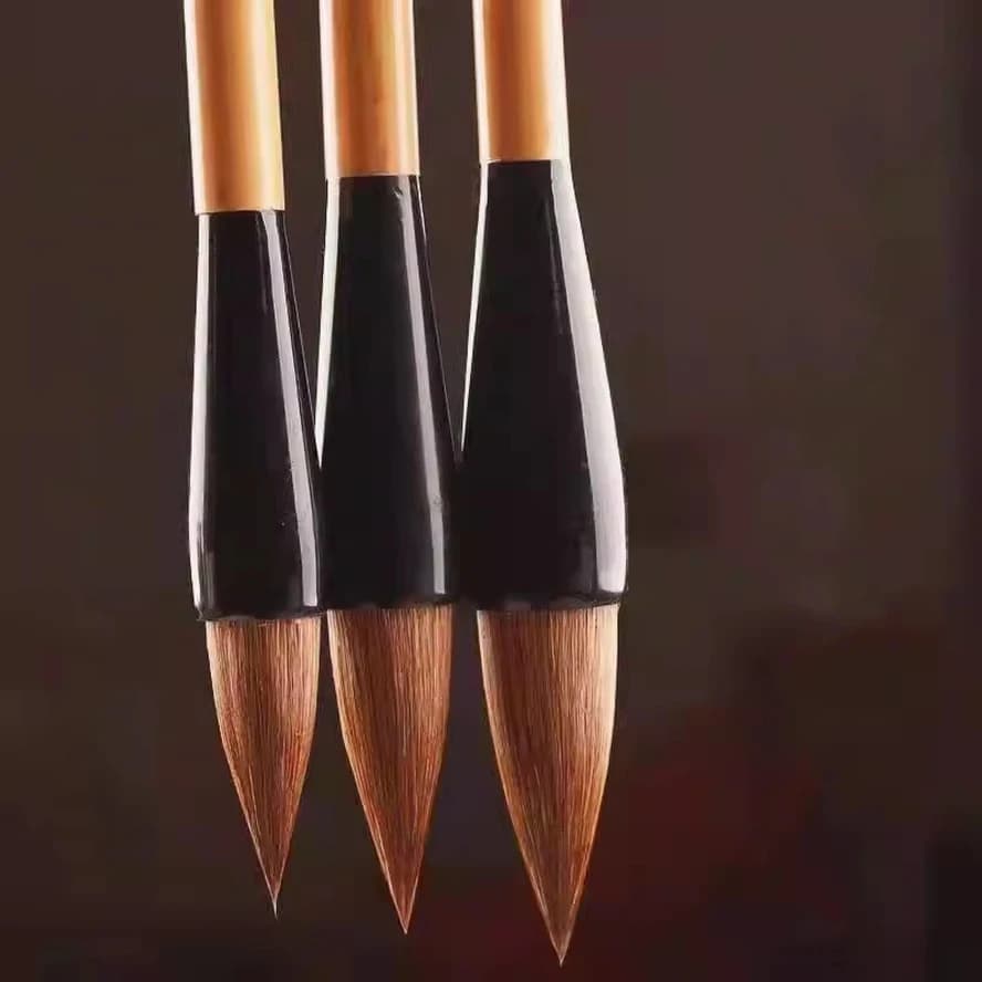 Art Supplies, Calligraphy Brush Set 3 Sizes Short Tip Garlic Shape,Wolf Hair,for Writing Painting Doodle School, Student Beginer
