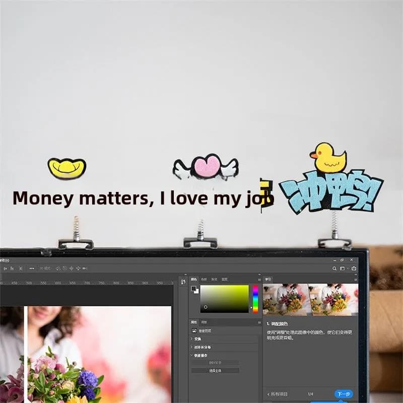 Decorative Support for Office Monitor with Creative Motivational Writing for Workplaces