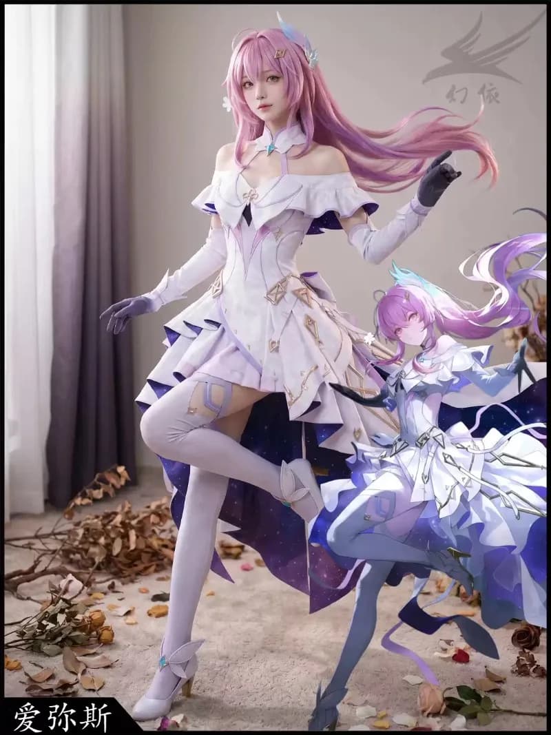 Costume Cosplay Anime Wuthering Waves Aemeath, Elegante Abito da Concerto per Donna, Nuova Uniforme di Halloween e Carnevale con Calze, Copricapo e Accessori