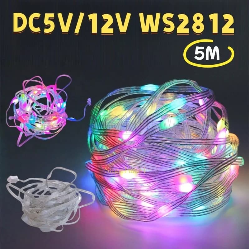 DC5V/12V WS2812 HA CONDOTTO LA Luce Della Stringa RGB Lampada Fata IP65 Impermeabile Per Luci Dell'albero Di Natale Complementi Arredo Casa 5M Colore Del Sogno Indirizzabile
