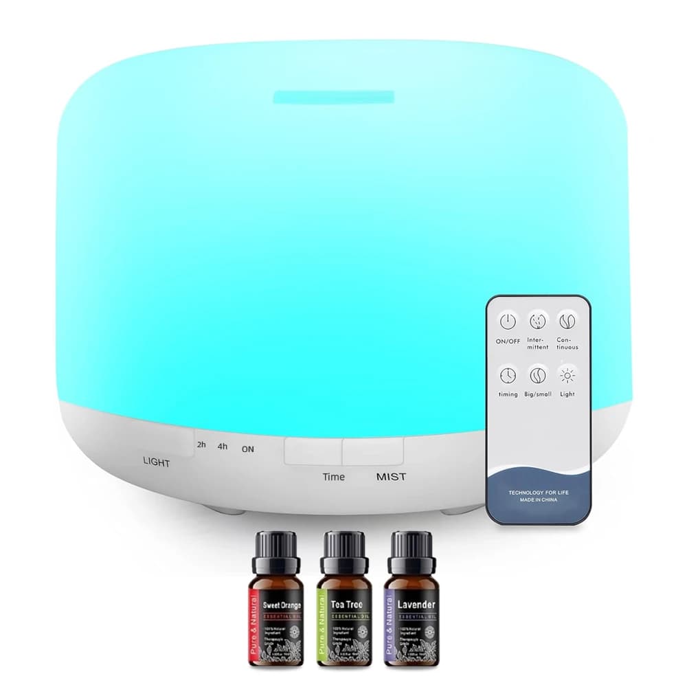 Diffusore per la casa Diffusore di oli essenziali da 300 ml con telecomando Umidificatore ad ultrasuoni senza BPA con luce a 7 colori, arresto automatico Arom