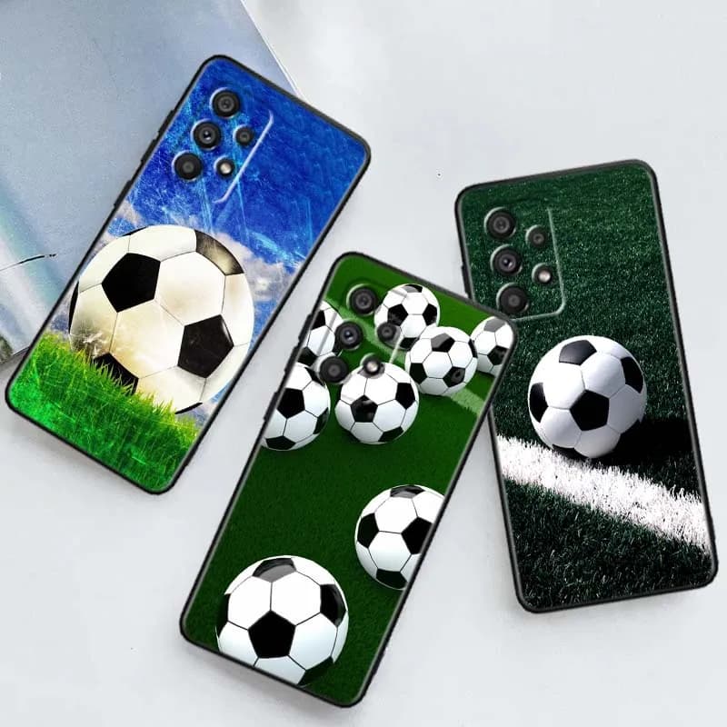Cover for Phone with Design Anime and Football for Samsung A73 A72 A71 A55 A54 A53 A52 A51 A13 A22 A15 A12 A14 A26 A07 5G Black