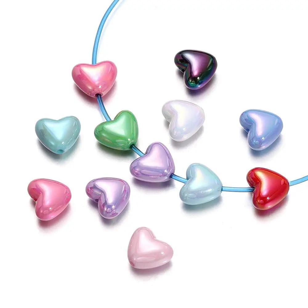 50/100 pz AB Colore Cuore di Amore Acrilico Branelli Allentati Del Distanziatore per il Braccialetto FAI DA TE Collana Creazione di Gioielli Accessori Colore Casuale