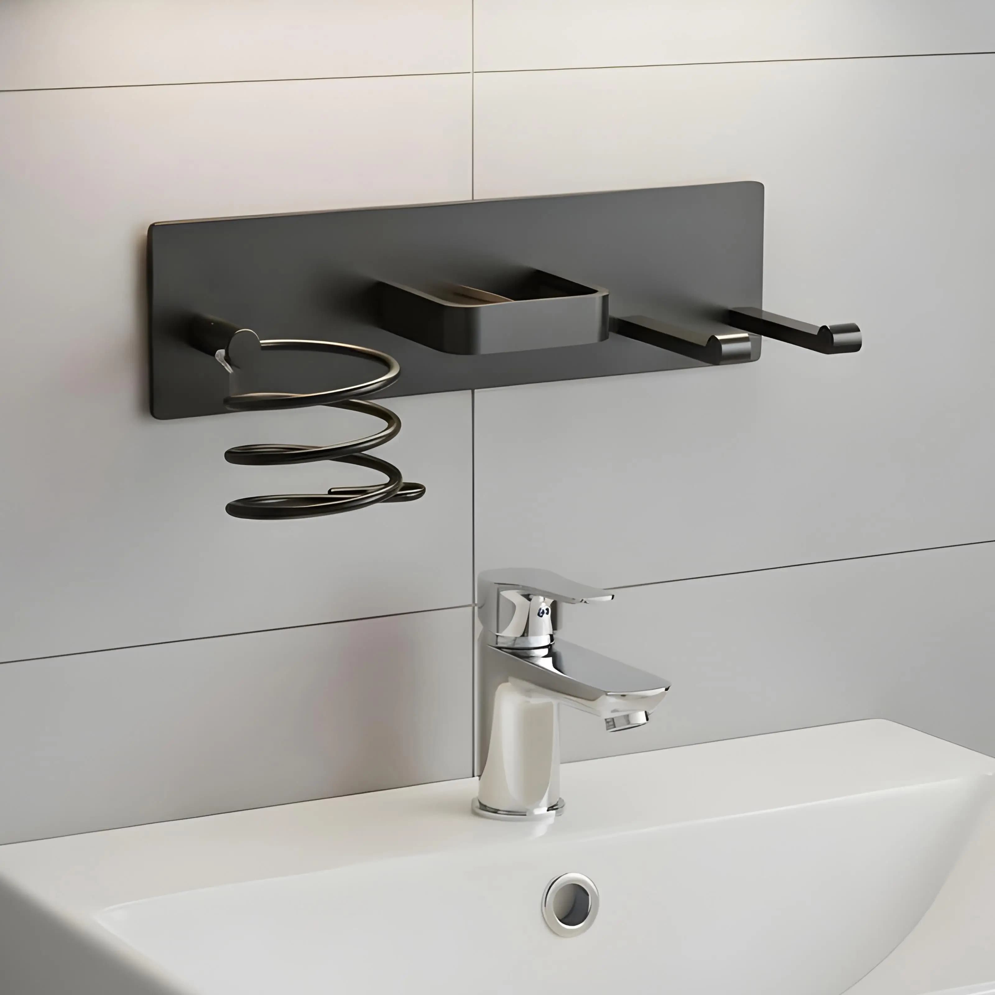 Asciugacapelli e ferro da stiro Organizzatore di strumenti per capelli Appendiabiti per ferro arricciacapelli a parete per bagno WC Casa Dormitorio universitario Appartamento