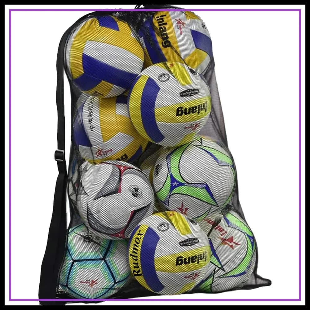 Borsa a rete resistente per palloni, con coulisse, per attrezzature sportive da basket, calcio, spiaggia