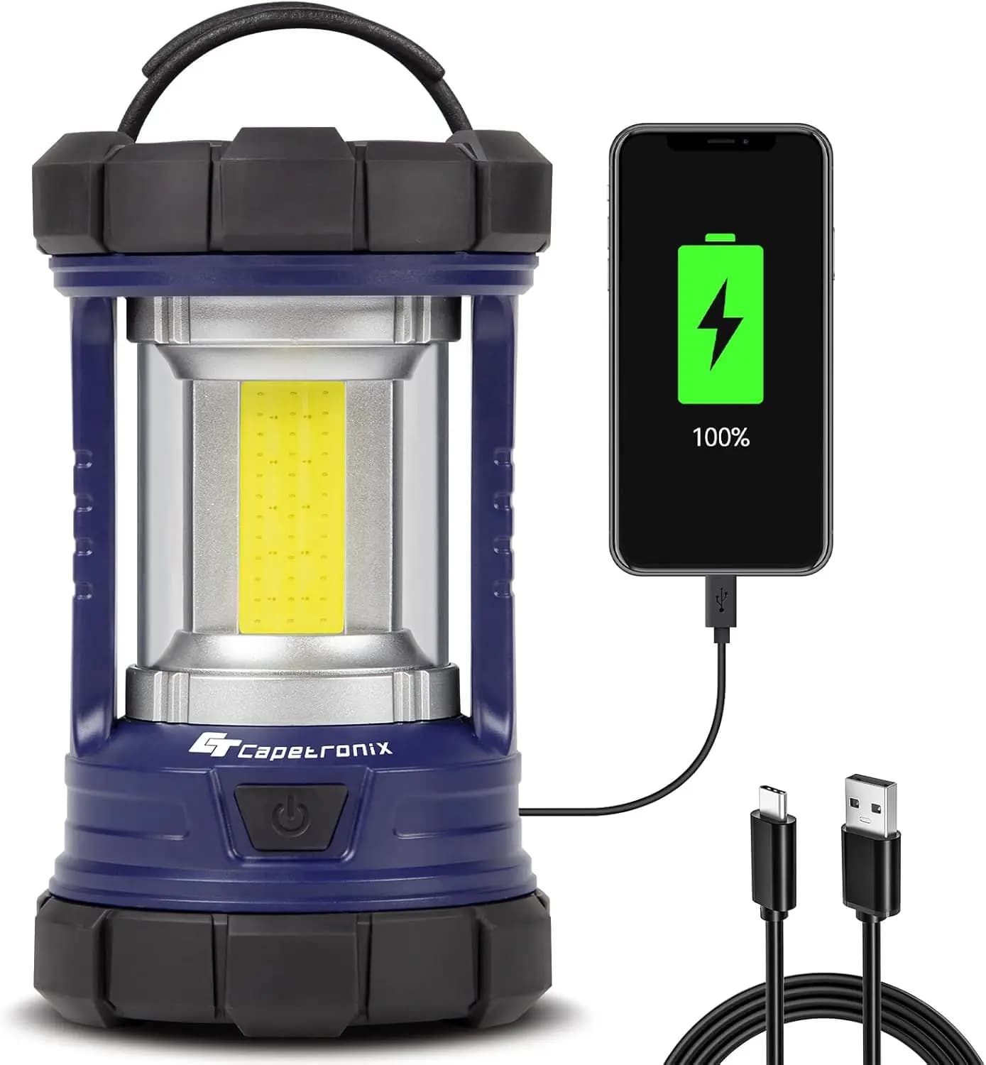 Lanterna da Campeggio LED 3200LM con Caricatore per Telefono da 4600mAh, 5 Modalità di Illuminazione per Interruzioni di Corrente, Uragani ed Emergenze