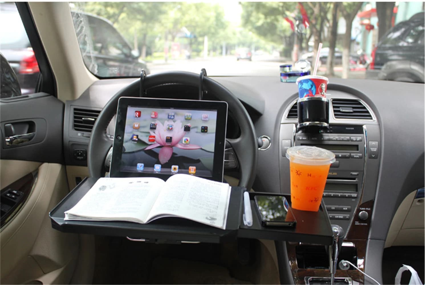 Car Laptop Stand Drink Holder Car Seat Computer Desk Car Travel Notebook Stand Food Tray Auto Storage Desk