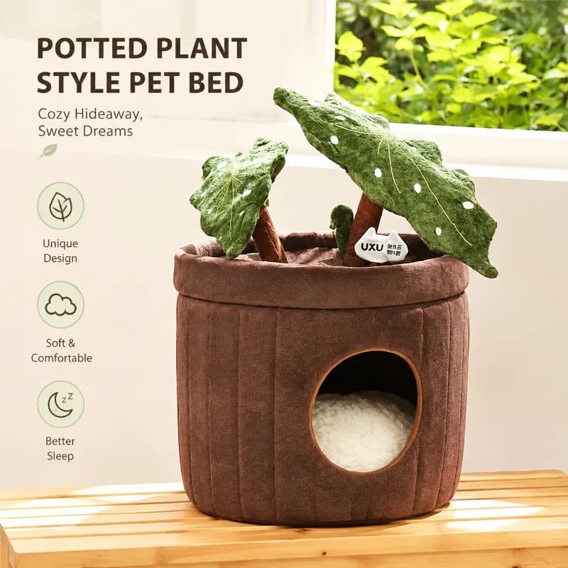 Plush Flower-Shaped Cat Cave with Warm Lined Interior, Scratch-Resistant Hideaway & Cushioned Resting Spot