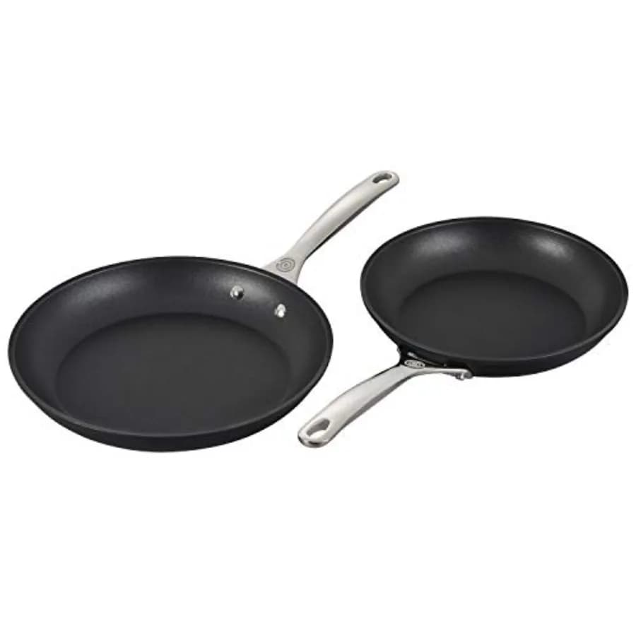 Set di pentole antiaderenti PRO 2 pezzi Padella 9.5 11 Pollici per Uso in Cucina, Nera, in Alluminio Temprato Durevole con Rivestimento Antiaderente Resistente al Calore