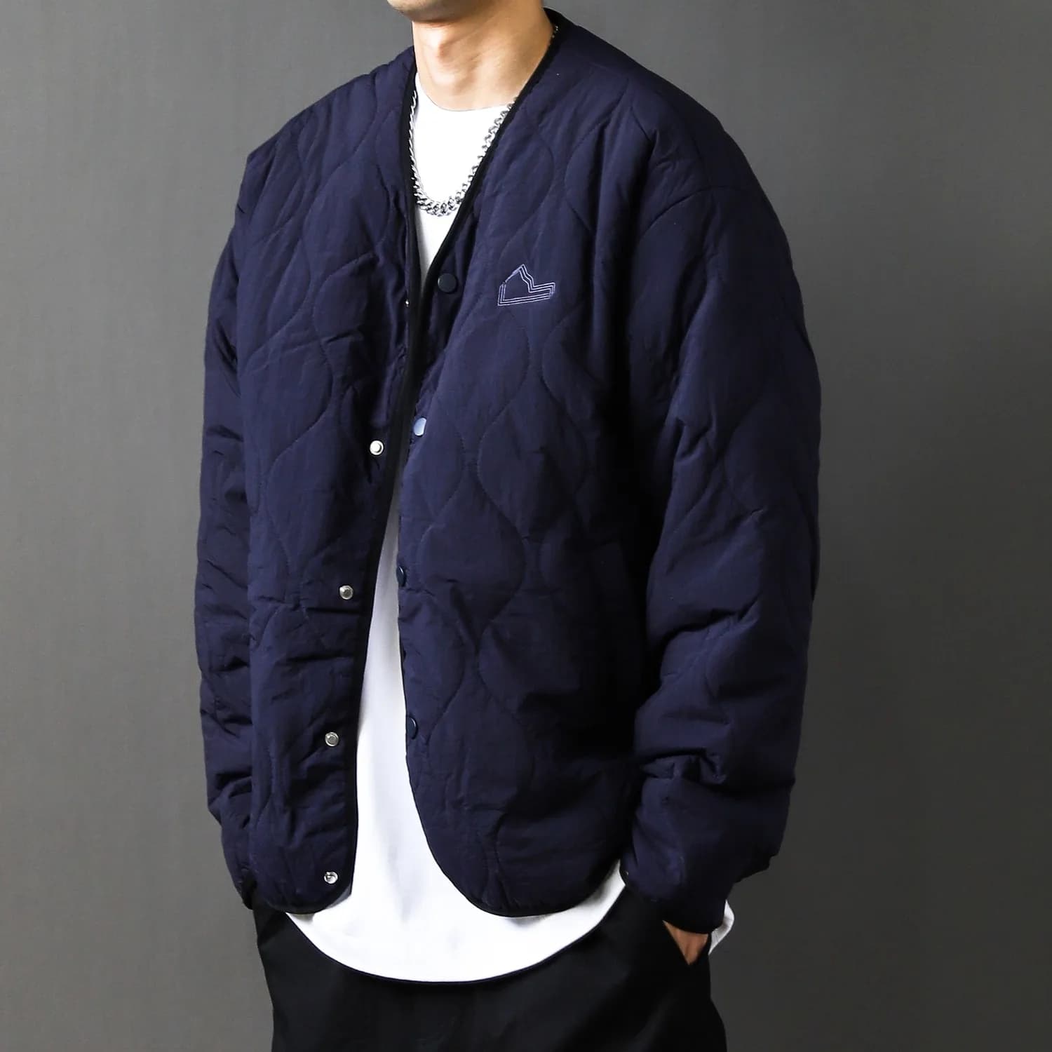 Retro Japanese Style Diamond Pattern Large Size V-Neck Cotton Jacket Lightweight Loose Men's Autumn Winter Casual Coat