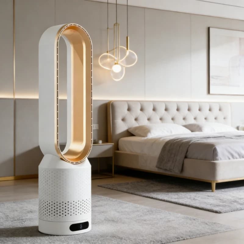 Ventilatore a Torre Senza Pale Intelligente a 8 Velocità con Timer 90 ° Ventilatore silenzioso con telecomando e oscillazione per camera da letto, ufficio e soggiorno