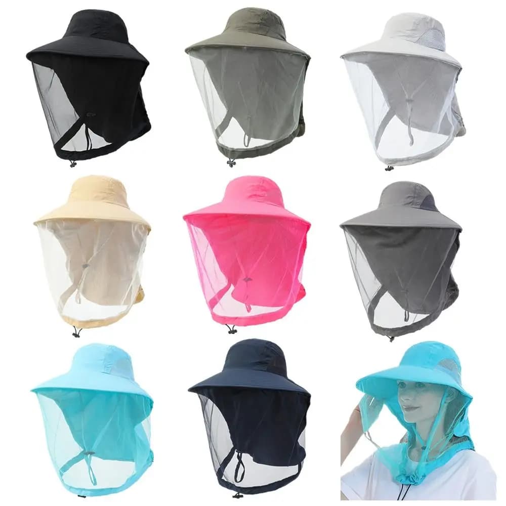 Cappello Estivo Pieghevole Portatile Anti-Zanzare con Protezione Viso e Collo, Rete Nascosta Anti-Insetti, per Pesca, Casual, Giungla, Fattoria