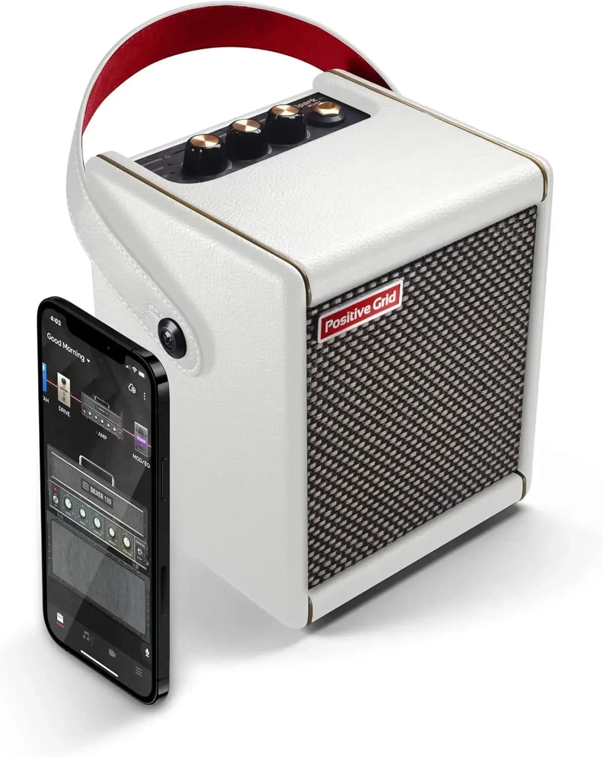 Mini amplificatore per chitarra intelligente portatile da 10 W e altoparlante Bluetooth con app per suonare la chitarra a casa o in viaggio (Perla)