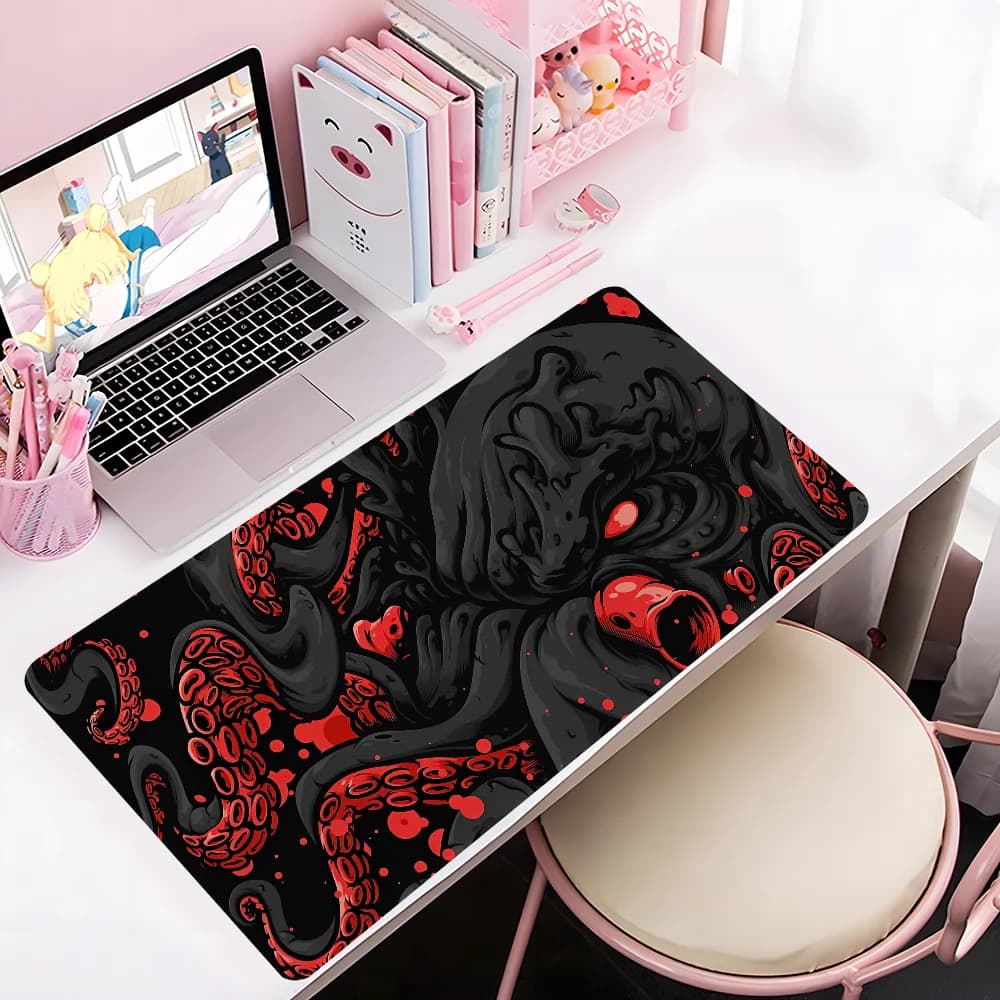 Octopus Monster Mouse Mat Large Anti-slip Mouse Mat Sewn Edge Mat Durable for Desktop Laptop Games Keyboard XXL 900x400mm