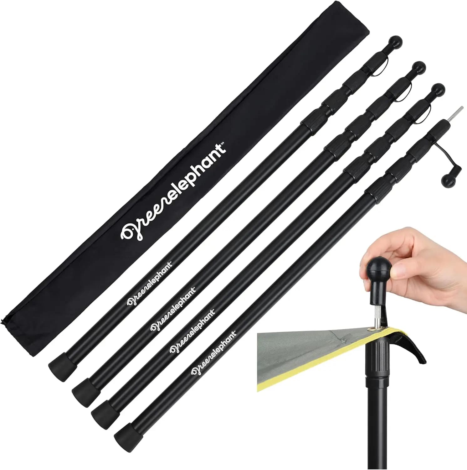 Pali Regolabili in Alluminio per Tende, Set da 4 - Pali Telescopici da 2-8 Piedi per Gazebo, Tende da Sole, Campeggio e Spiaggia