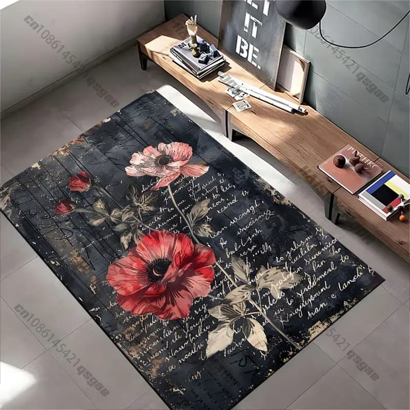 Carpet with floral, artistic and harmonious pattern, for yoga, living room, decoration for the room, baby cat mat, tirbino, decorative carpet, game mat