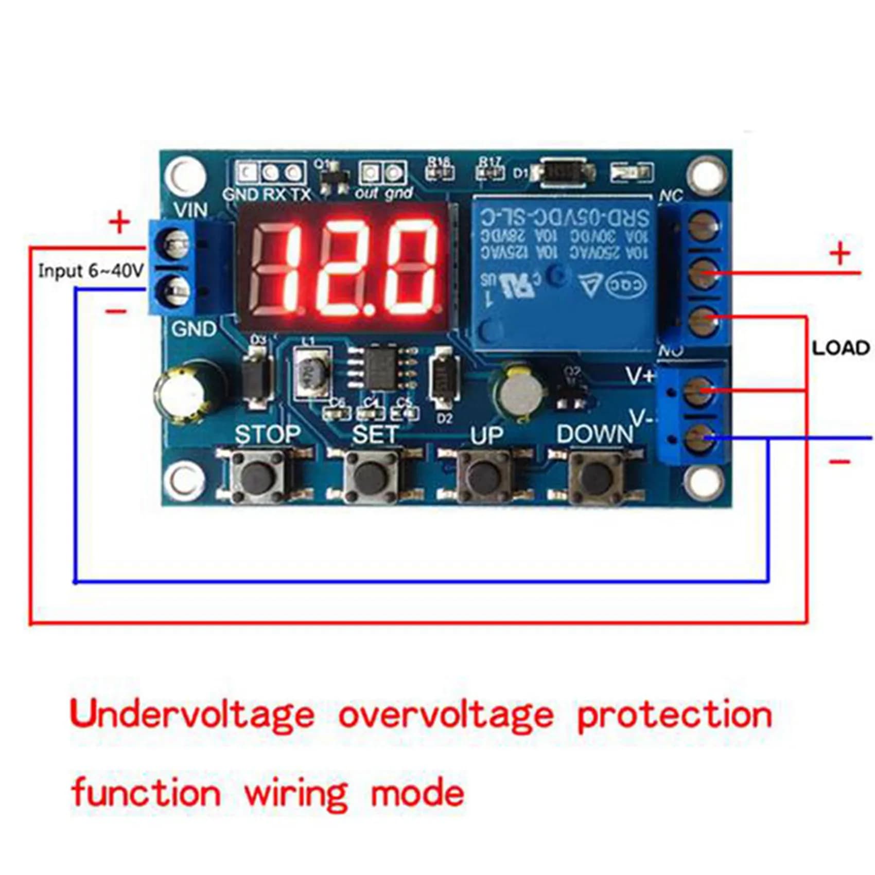 4 Pezzi Interruttore di Controllo Scaricabatterie DC 6-40V con Protezione da Sottotensione e Sovratensione e Spegnimento Automatico