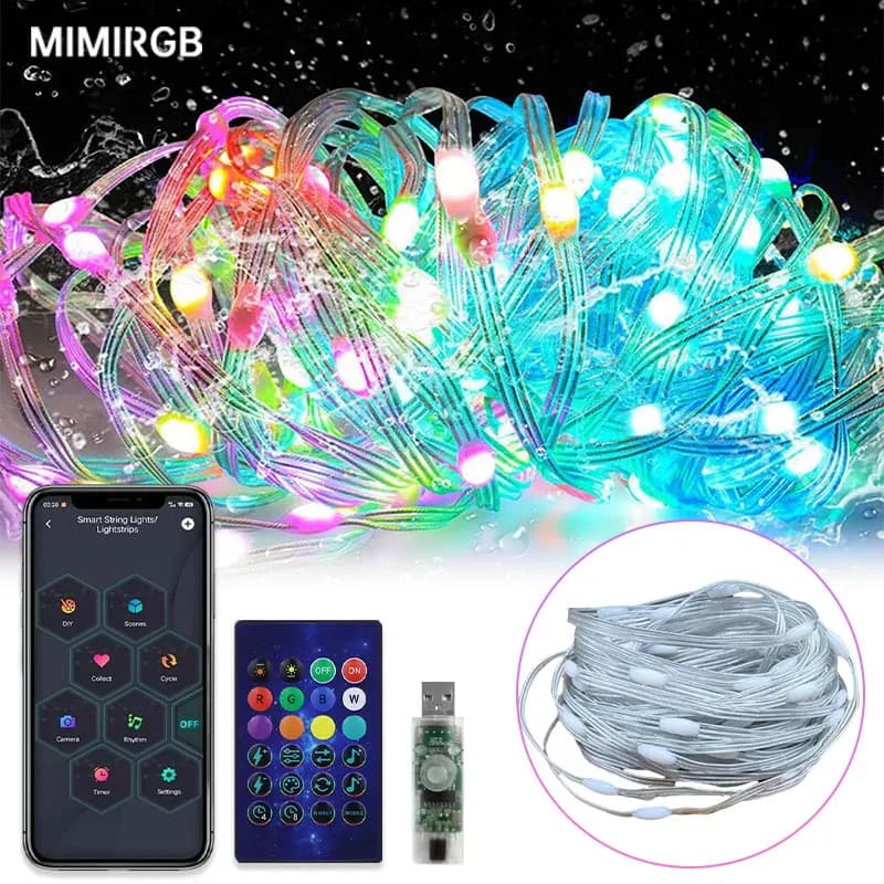10M RGBIC LED String Bluetooth USB Music Dream Color Light 5V Christmas Birthday Party Ghirlanda Decor Lucine Home