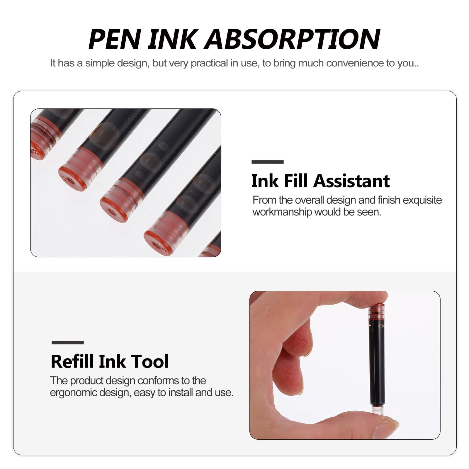 50Pcs Ink Absorber for Fountain Pen Premium Plastic Construction Leak Resistant Ink Refill Tool Student Friendly