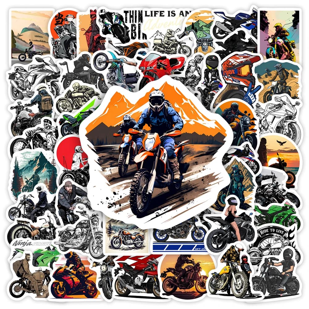 Motorcycles Racing Stickers Driver Helmets Toy DIY Decalcomania Waterproof Laptop Phones Scrapbooking Decorative Bags