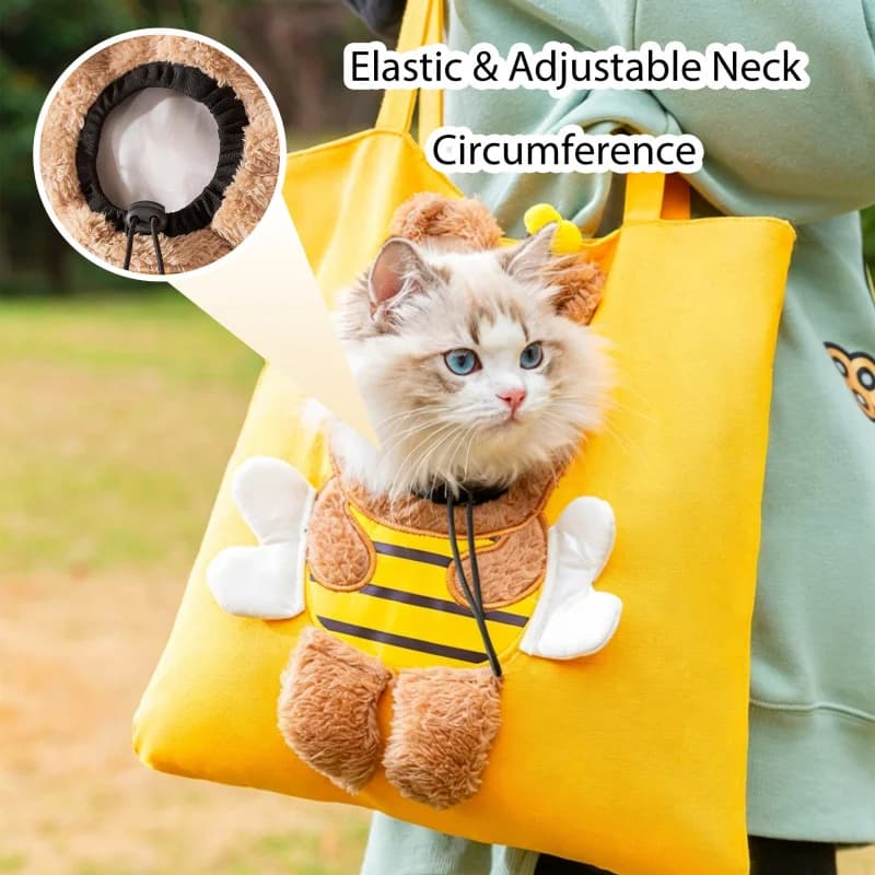 Borsa Trasportino per Animali Domestici in Tela con Simpatici Cartoni Animati, Borsa a Tracolla Traspirante per Gatti e Cani, Collo Regolabile, per Viaggi all'Aperto