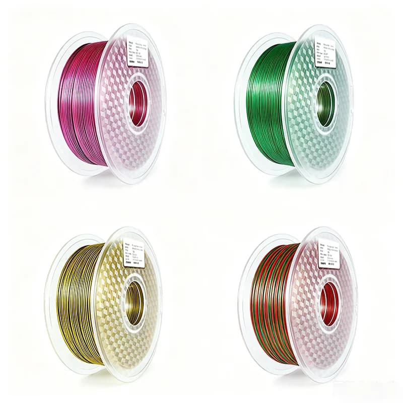 Filamento in Seta PLA 200G/400G per Stampanti 3D, 1.75mm, Tricolore, Materiali per Stampa a Tre Colori