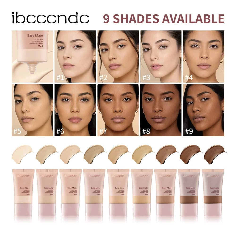 30ml Matte Foundation Natural Coverage Soft Matte Finish Waterproof Sweatproof Long Lasting No Smudge Smooth Face Cosmetics