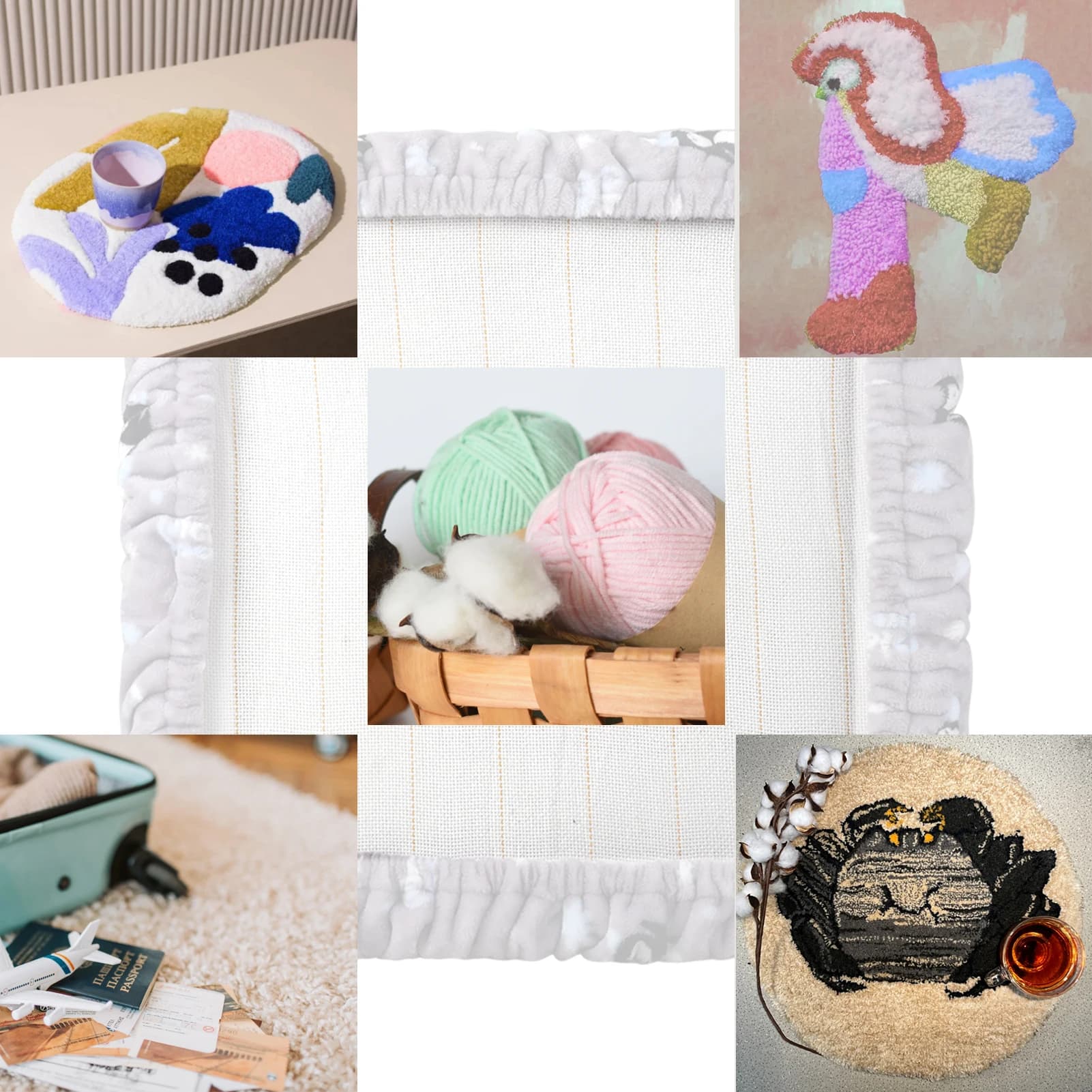 40CM Gripper Strip Frame with cover Cross Stitch Embroidery Hoop Gripper Strips Punch Needle Frame With Needle DIY Sewing Wooden
