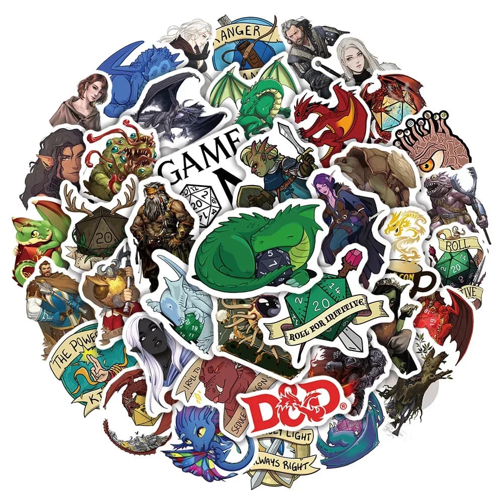 10/30/50PCS Game Dnd Graffiti Sticker Luggage Refrigerator Laptop iPad Skateboard Guitar Helmet Waterproof Decoration Wholesale