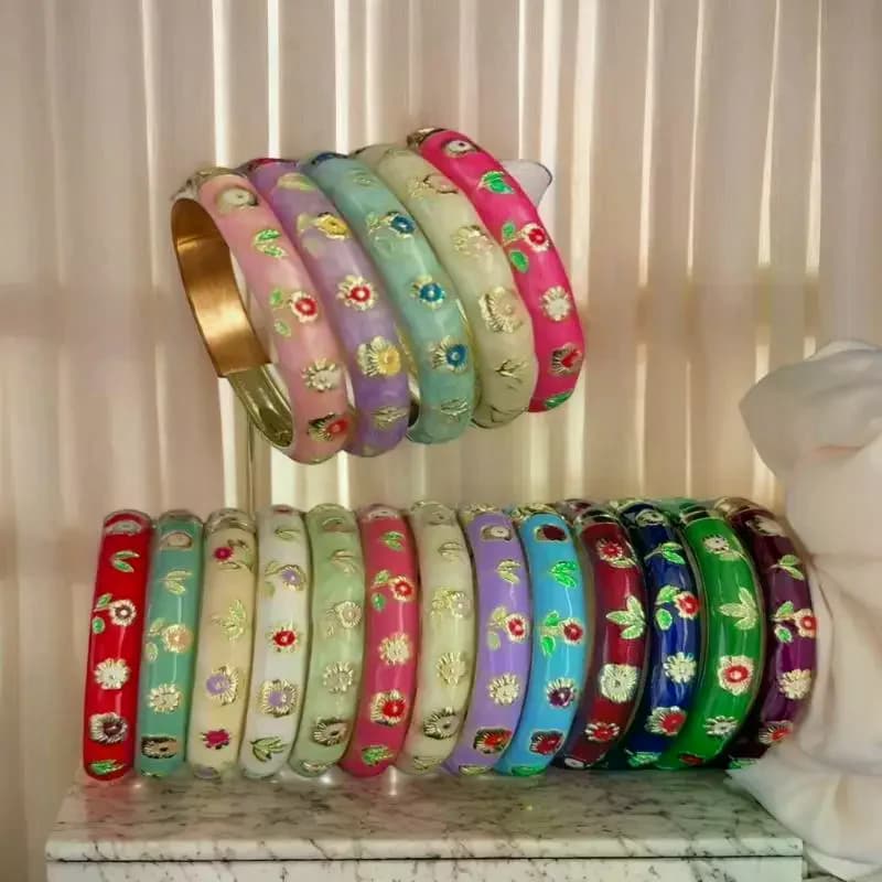 Vintage Bracelet For Women Small Flower Ethnic Style Cloisonne Bangles Women's Elegant Jewelry Gifts