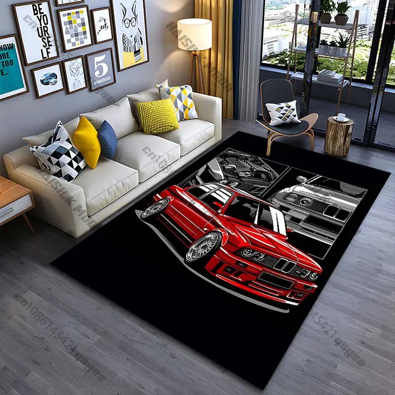 Classic design carpet inspired by the performance of vintage cars, for yoga, living room furniture, baby cat mat, tirbino, decorative carpet, game mat