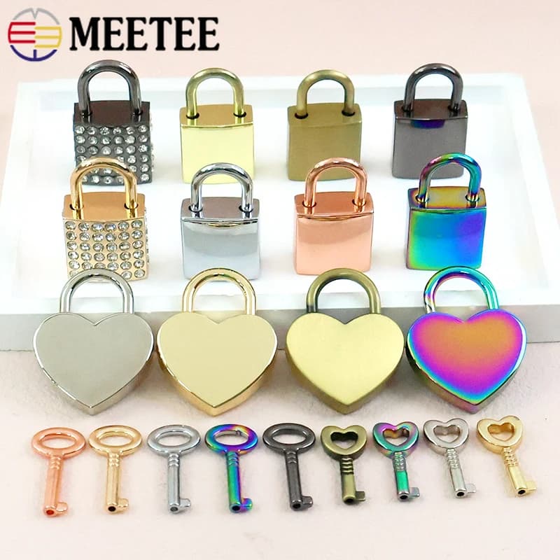 1-3 set Meetee borsa con fibbia in metallo con chiave chiusura portafoglio fermagli pochette lucchetti a forma di cuore accessori hardware