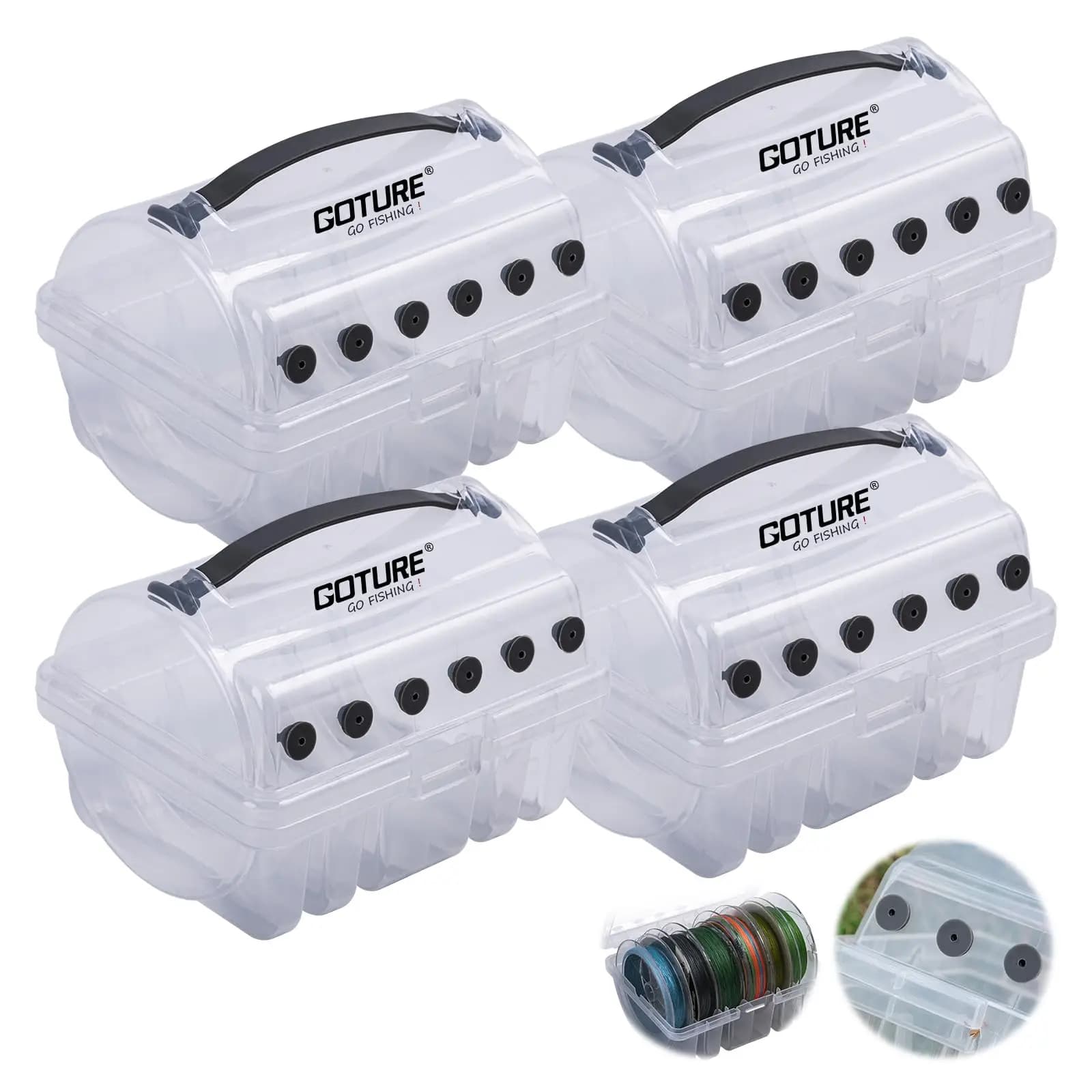 Goture Lens Storage Box Slot Lence Case Transparent Visibility Lamp Organizer Silicone Holes Lence Coil Box